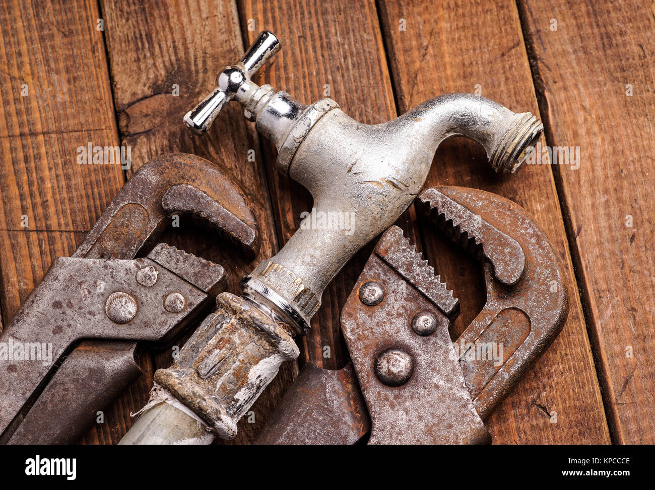 Working tools, plumbing, pipes and faucets Stock Photo Alamy