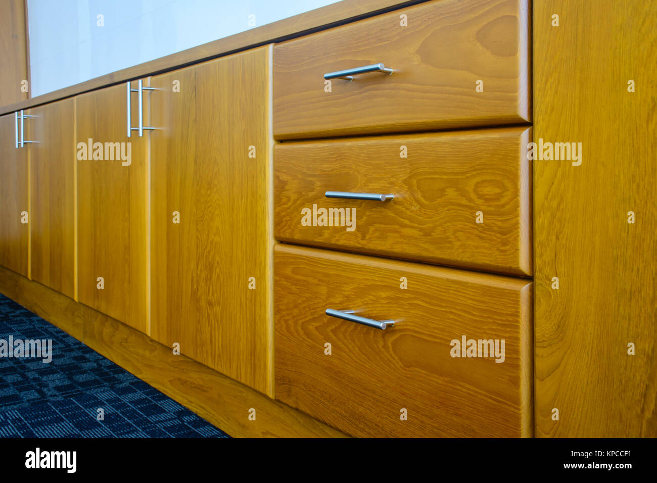 design of teak wood drawer in an office Stock Photo