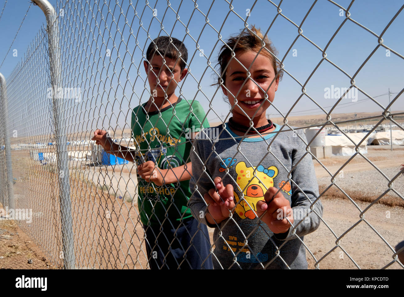 Hasansham refugee camp for internally displaced persons (IDP) from Mosul near Erbil, northern Iraq, Kurdistan Autonomous Region, Iraq Stock Photo
