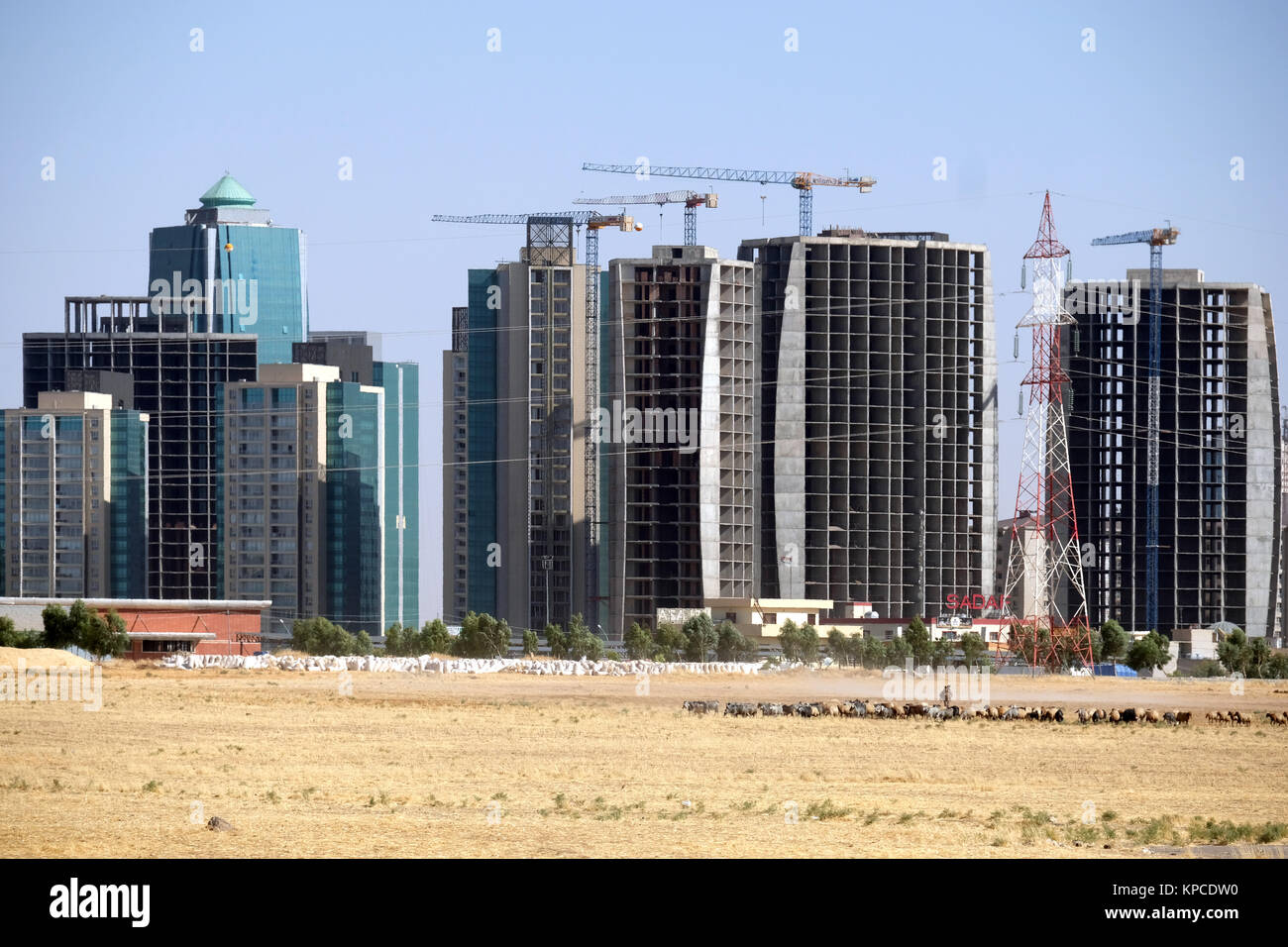 New buildings in the new district near the airport of ERBIL, northern Iraq, capital of the Kurdistan Region, Iraq Stock Photo