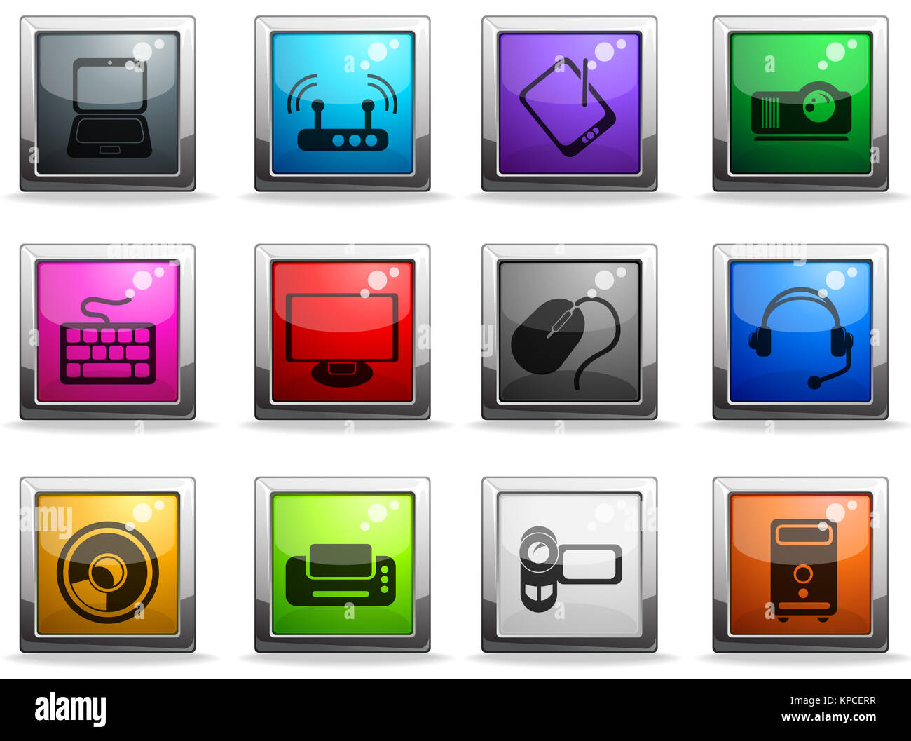 Computer equipment simple vector icons Stock Photo - Alamy