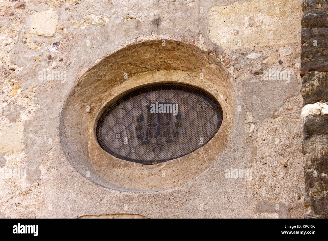 Oculus window in the monastery of Sant Cugat Stock Photo - Alamy