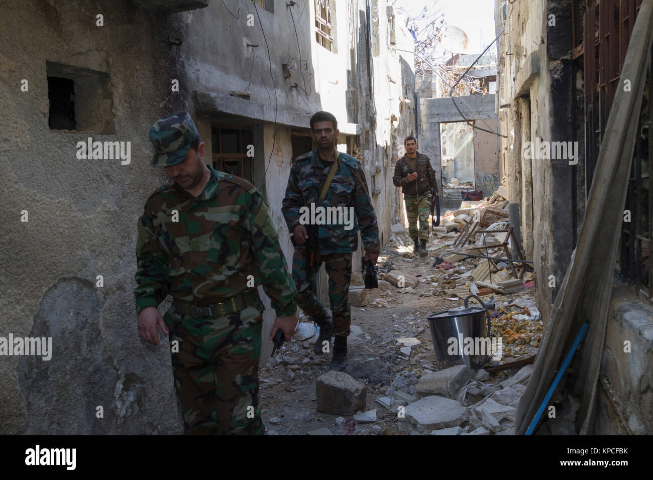 Syrian Army on frontline in Jobar, Damascus Stock Photo Alamy