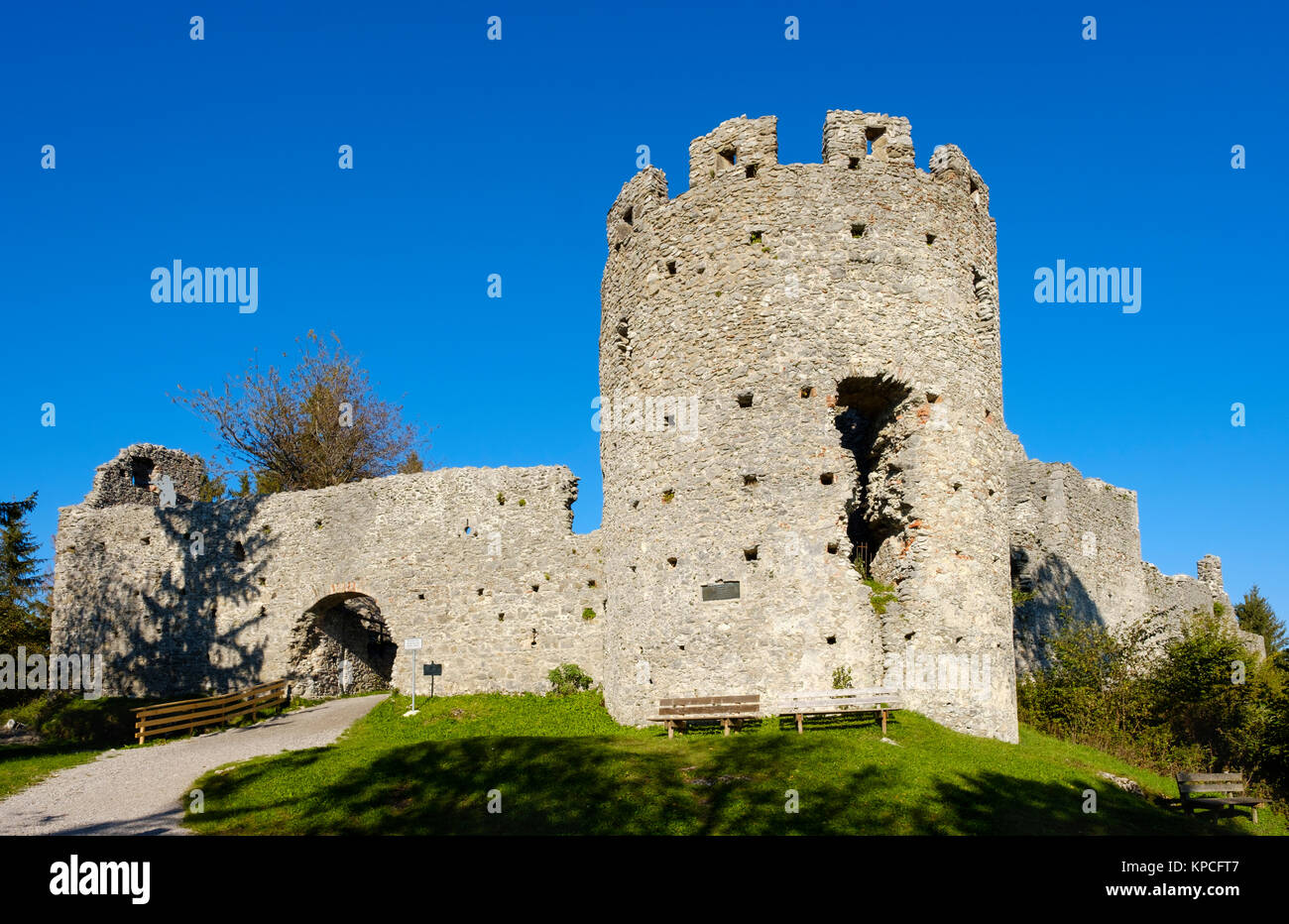 Hohenfreyberg castle ruin, near Eisenberg, Ostallgäu, Allgäu, Swabia, Bavaria, Germany Stock Photo