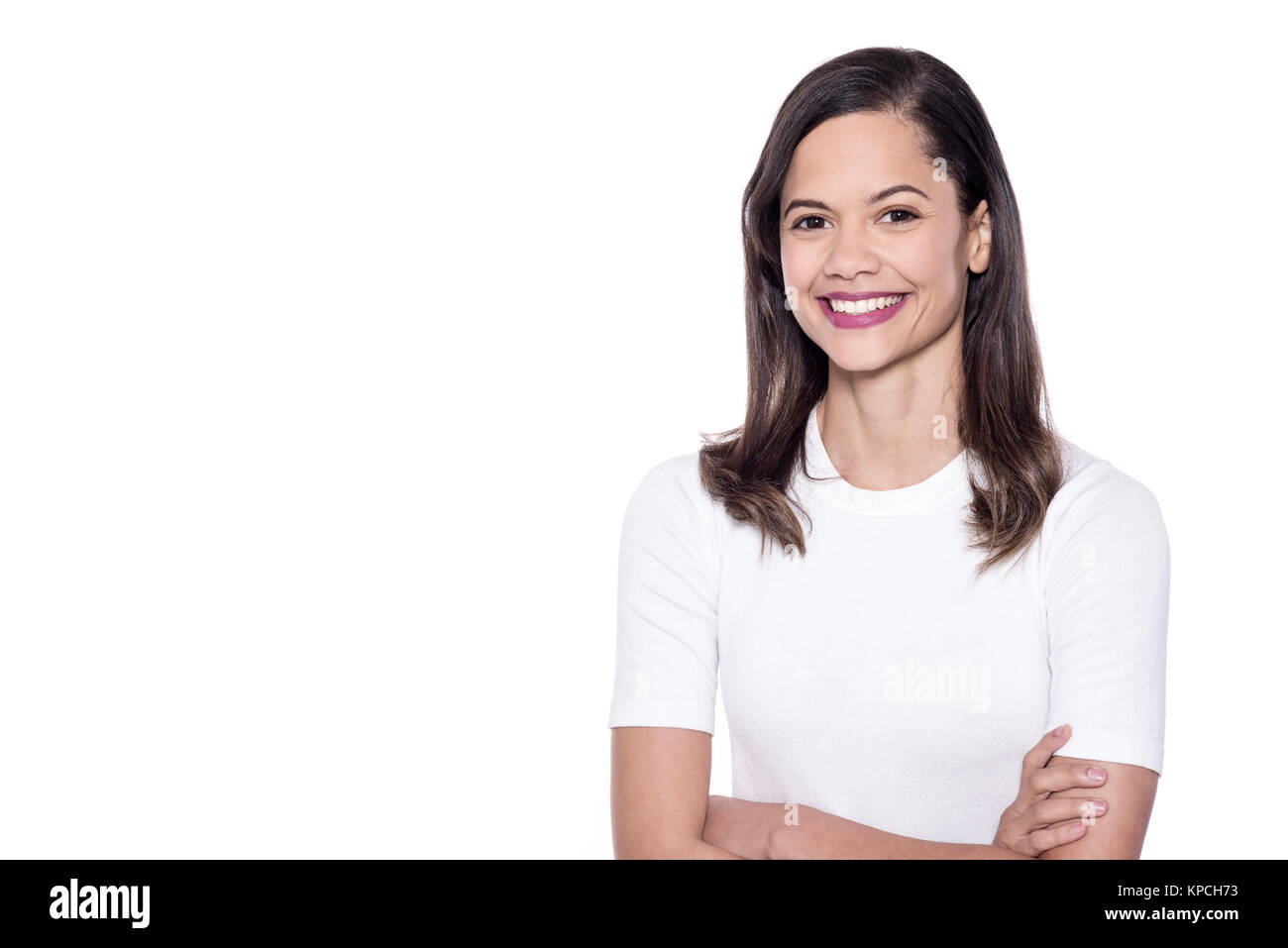 Casual portrait of smiling woman Stock Photo - Alamy