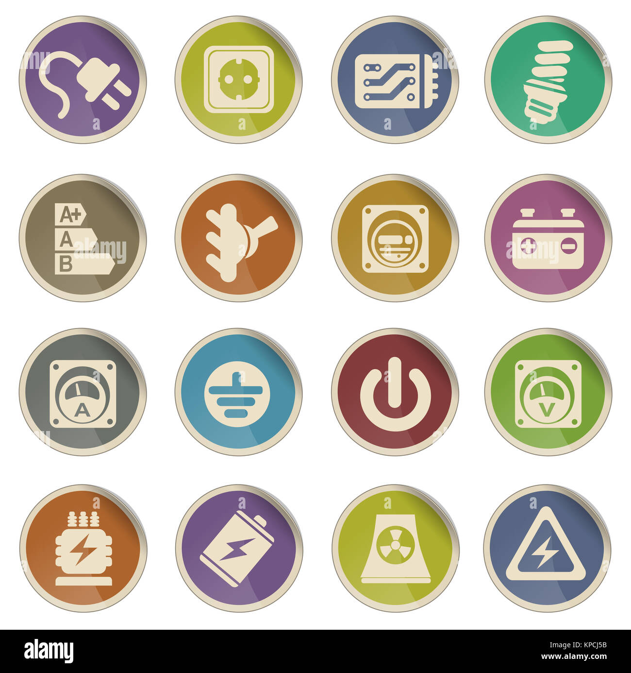 Electricity icon set Stock Photo - Alamy