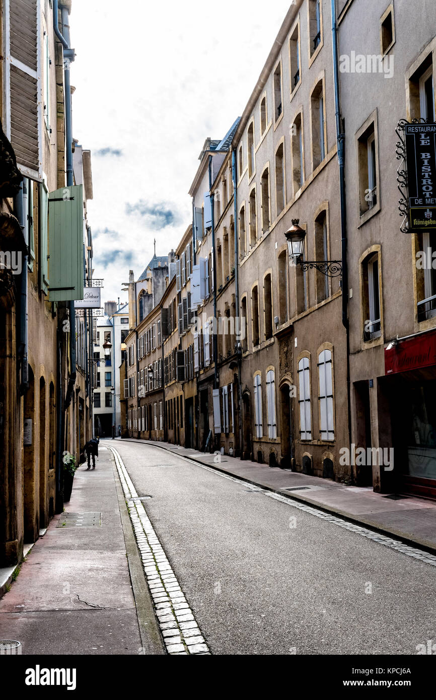 Metz /France): streets in the historic district; Straße in der Altstadt Stock Photo
