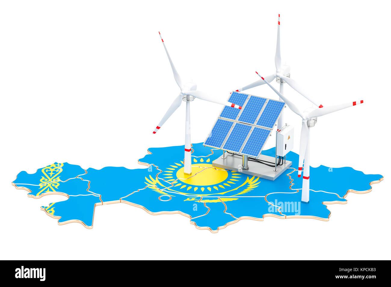 Renewable energy and sustainable development in Kazakhstan, concept. 3D
