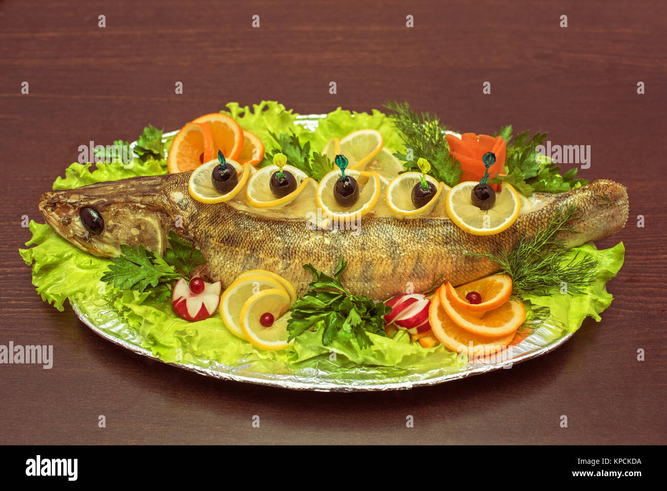 zander fish baked Stock Photo Alamy