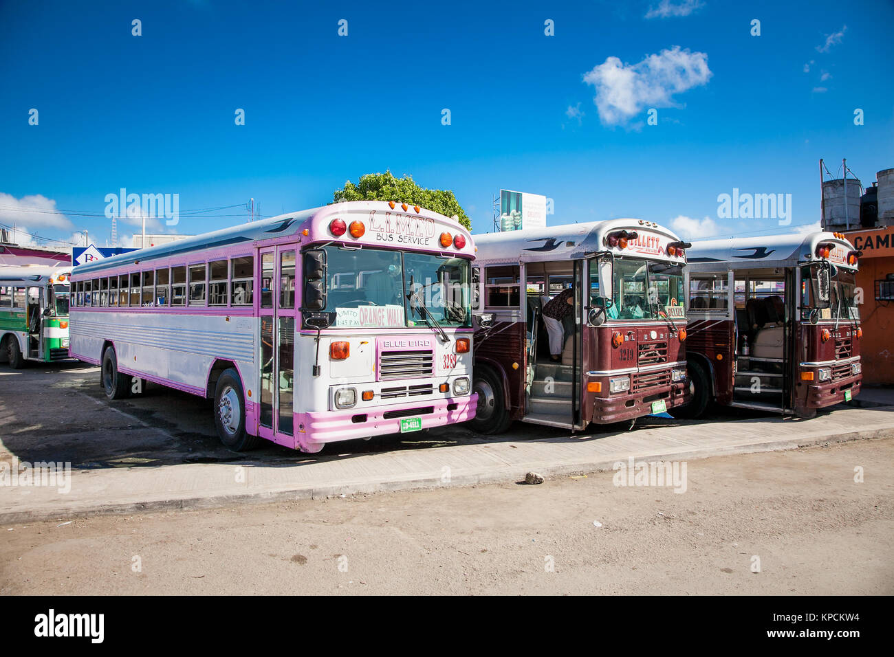 CHETUMAL, MEXICO - DEC 16, 2015 :  Bus stop for Belize in Chetumal on Dec 16, 2015. Mexico. Stock Photo