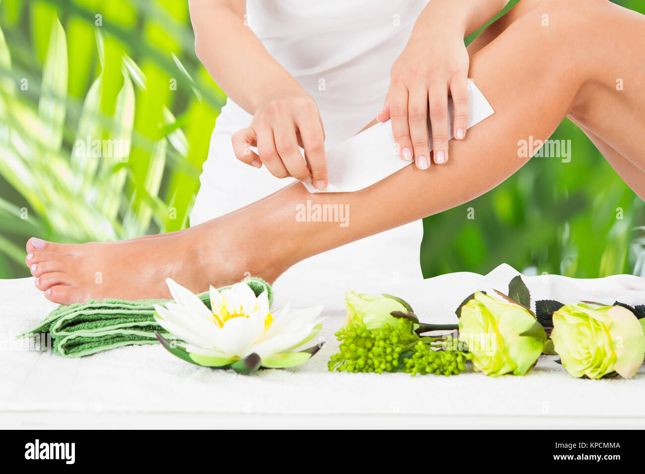 Woman Getting Legs Waxed Stock Photo Alamy