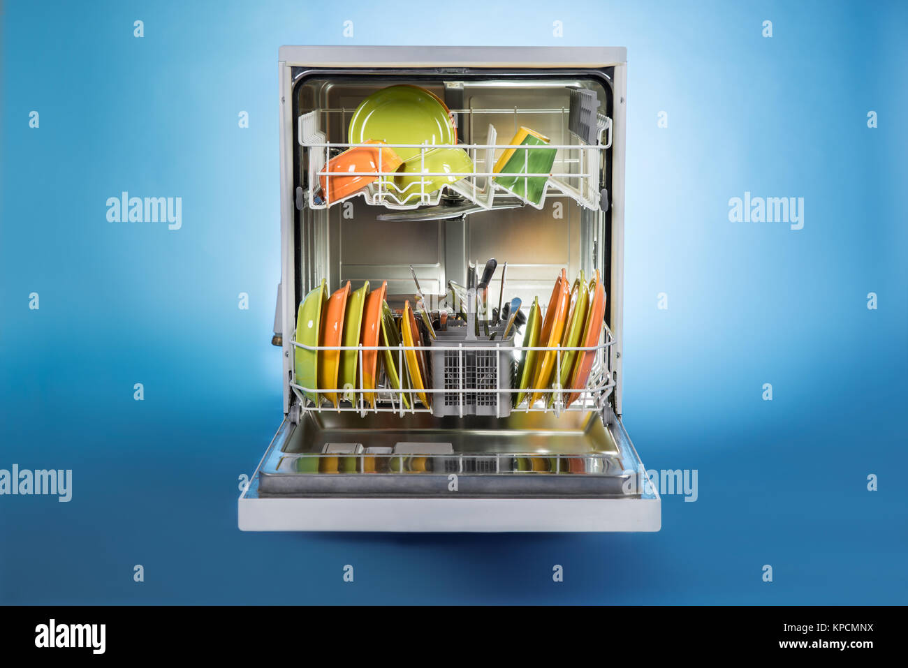 Dishwasher Full Of Utensils Stock Photo Alamy