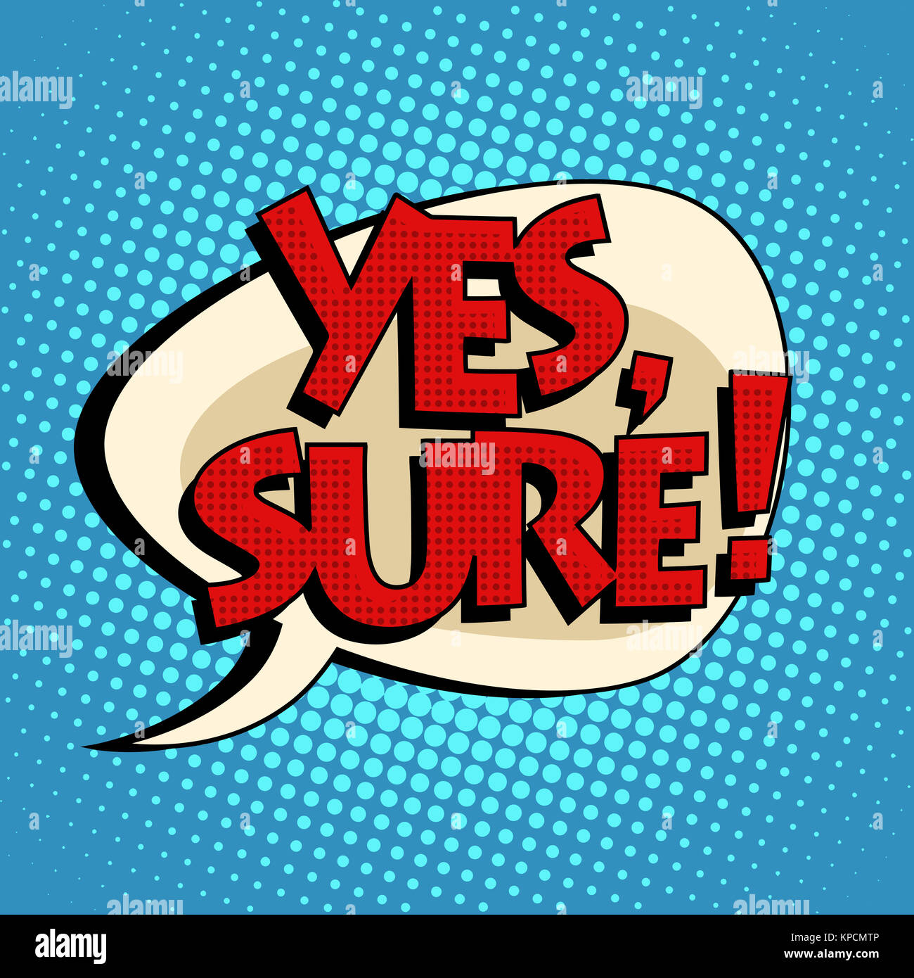 yes sure retro comic bubble book style text Stock Photo - Alamy