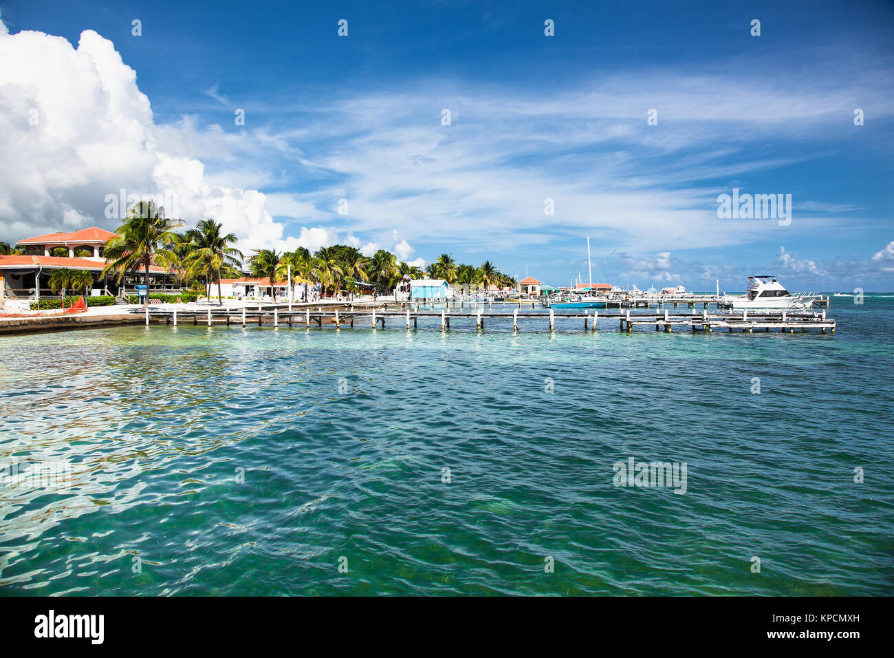 Beautiful  caribbean sight with turquoise water in San Pedro island, Belize. Stock Photo