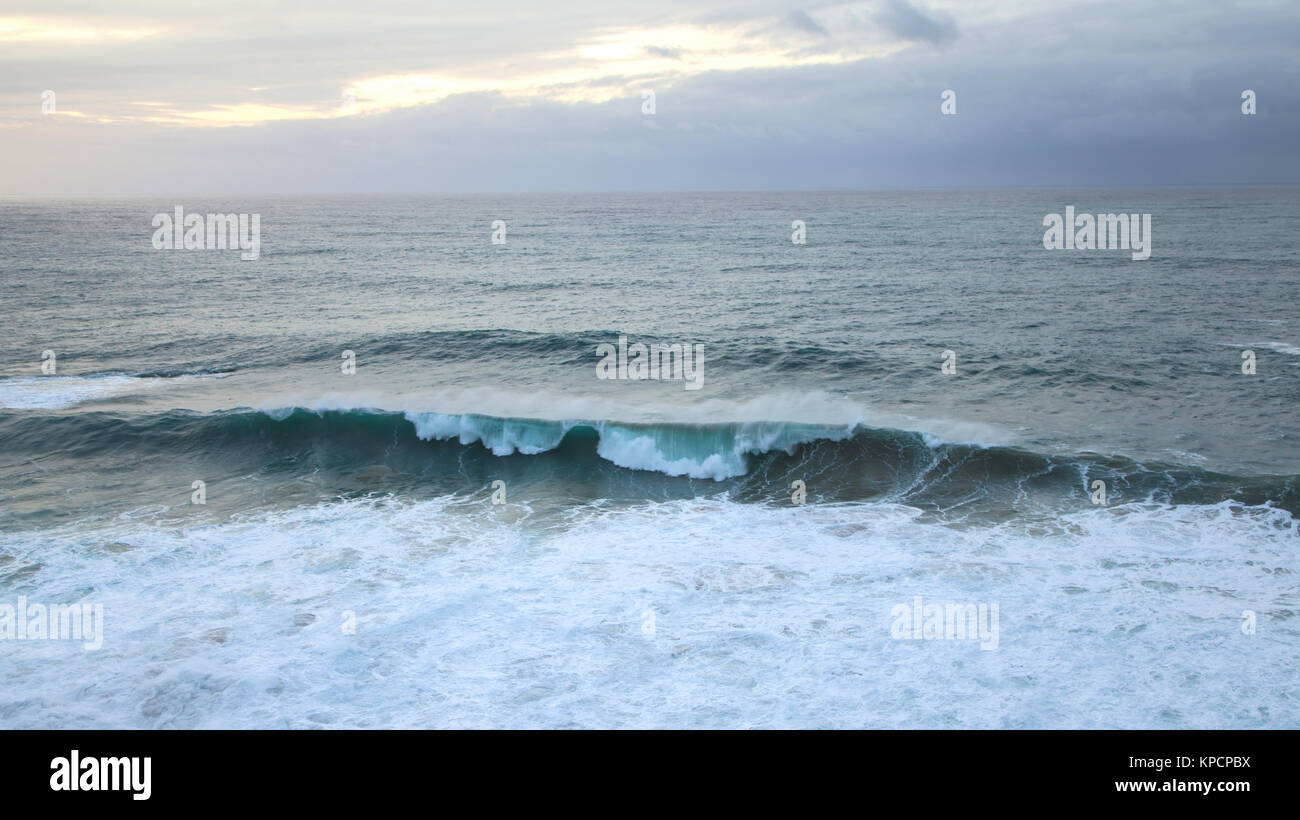 Wild Atlantic waves on Portugal's coast at cabo Sardao Stock Photo