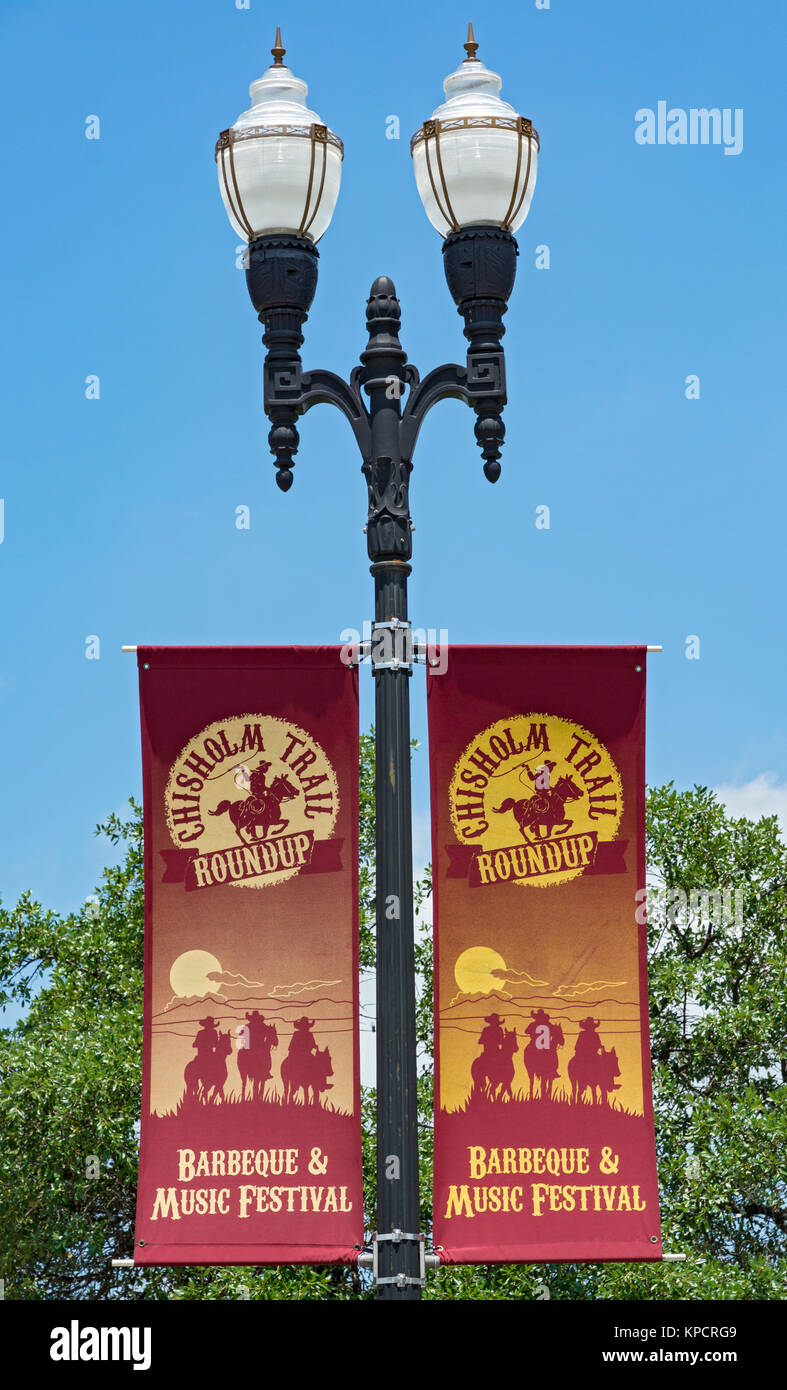 Texas, Caldwell County, Lockhart, Chisholm Trail Roundup, Barbeque & Music Festival, banner Stock Photo