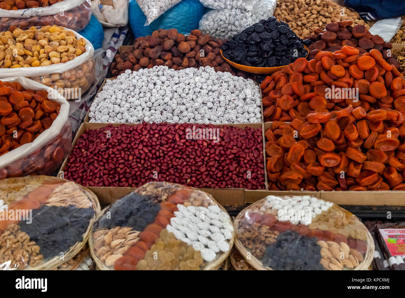 Dried Fruit and Nuts For Sale At The Chorsu Bazaar, Tashkent