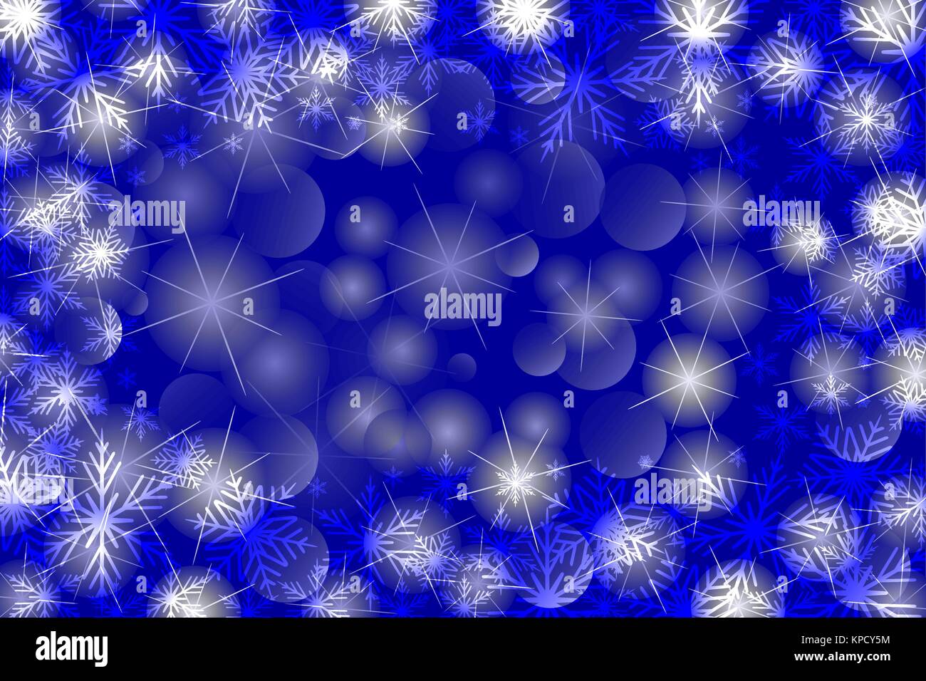Snowflakes and stars - winter vector pattern - blue background Stock ...