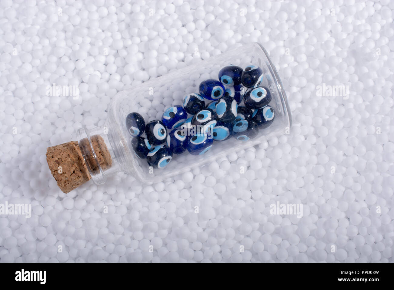 Turkish evil eye beads on white polystyrene foam balls Stock Photo Alamy