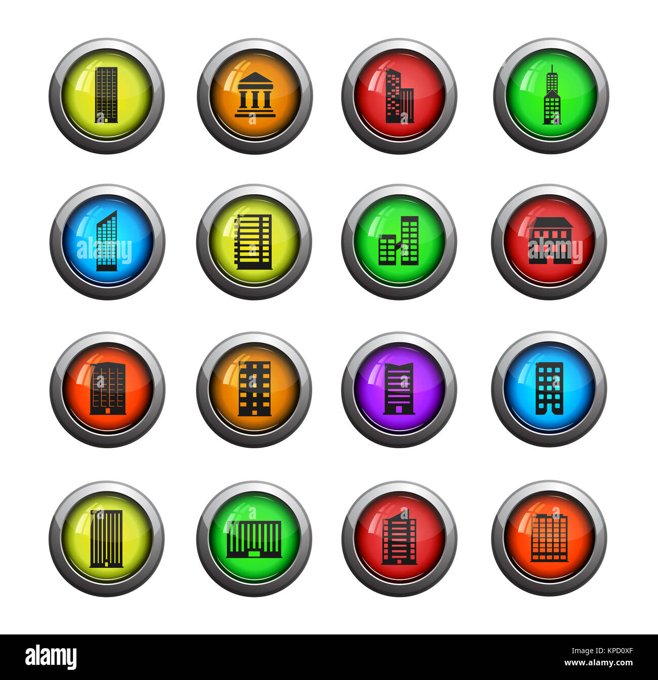 Buildings icons set Stock Photo - Alamy