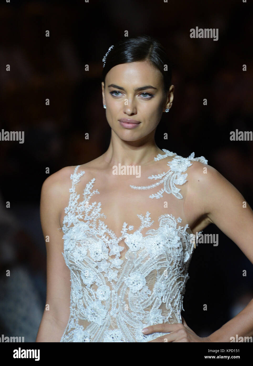 BARCELONA, SPAIN - MAY 08: Model Irina Shayk walks the runway for the