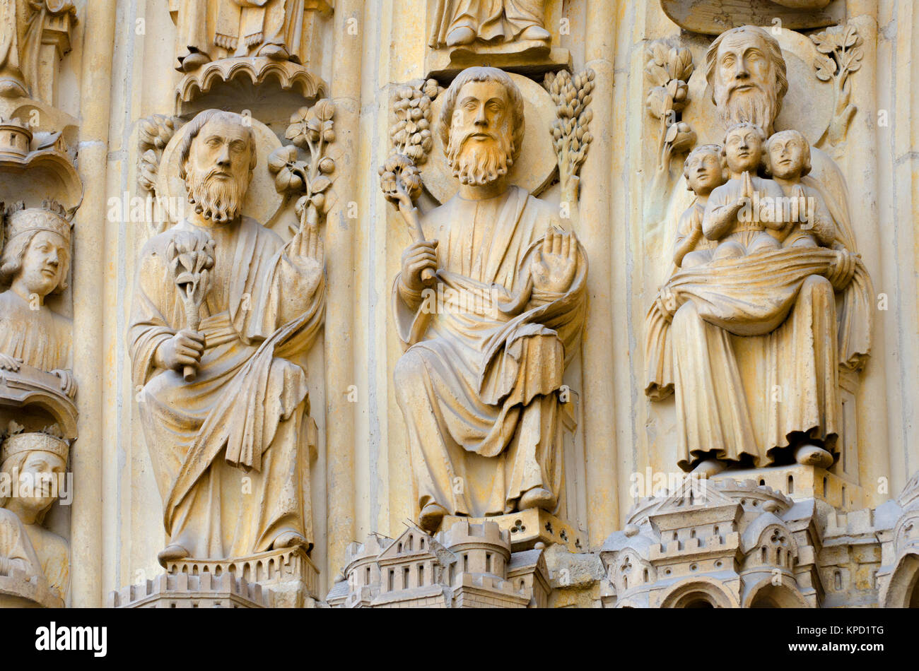 Paris, France. Notre Dame cathedral / Notre-Dame de Paris. Portal of the Last Judgement - Facade detail Stock Photo