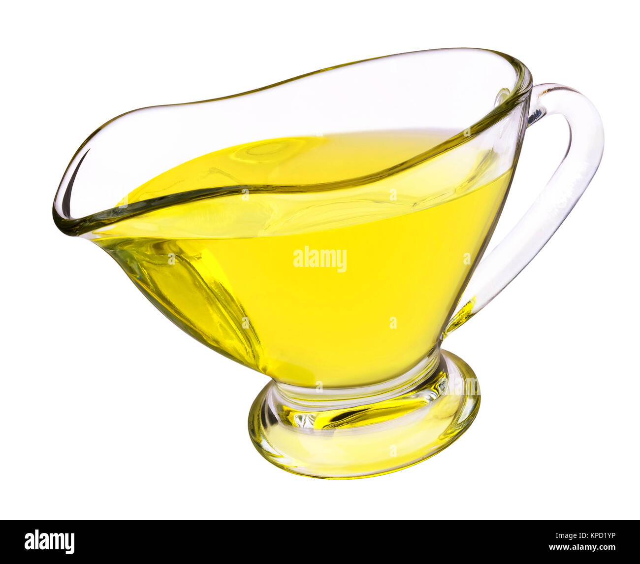 Glass gravy boat with oil Stock Photo