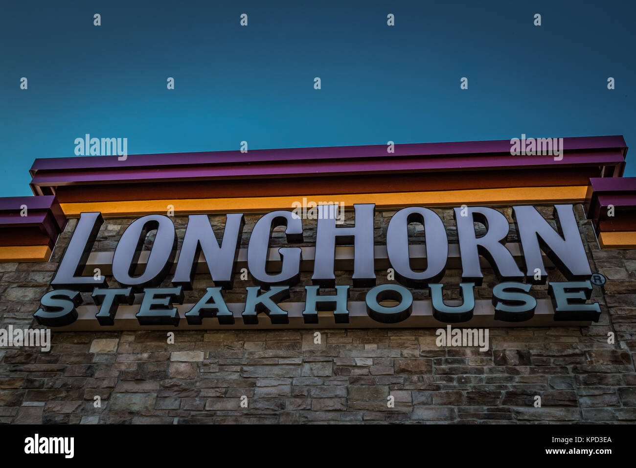 Harrisburg, PA January 1, 2017 Sign at a Longhorn Steakhouse. which