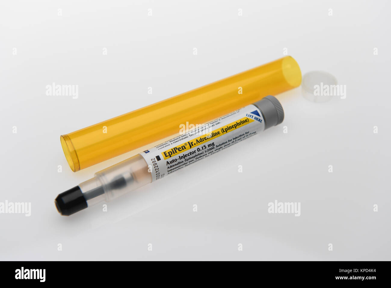 A junior Epipen which carries a shot of adrenaline to be used in an emergency incase of an life threatening allergic reaction Stock Photo