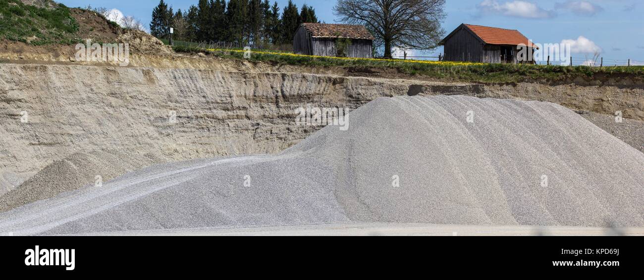 a mountain gravel in a gravel pit open pit for road construction a