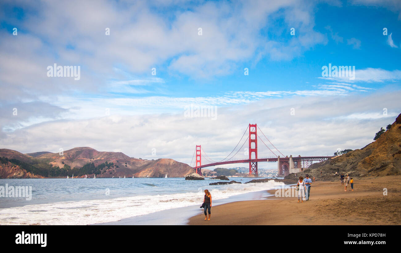 Morning walking in Baker beach, San Francisco Stock Photo Alamy
