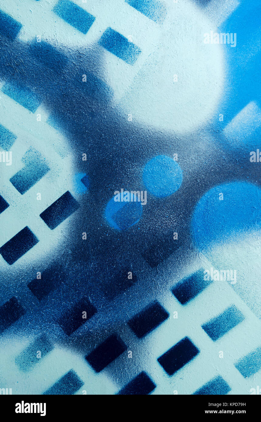 abstract geometric pattern sprayed with blue paint Stock Photo