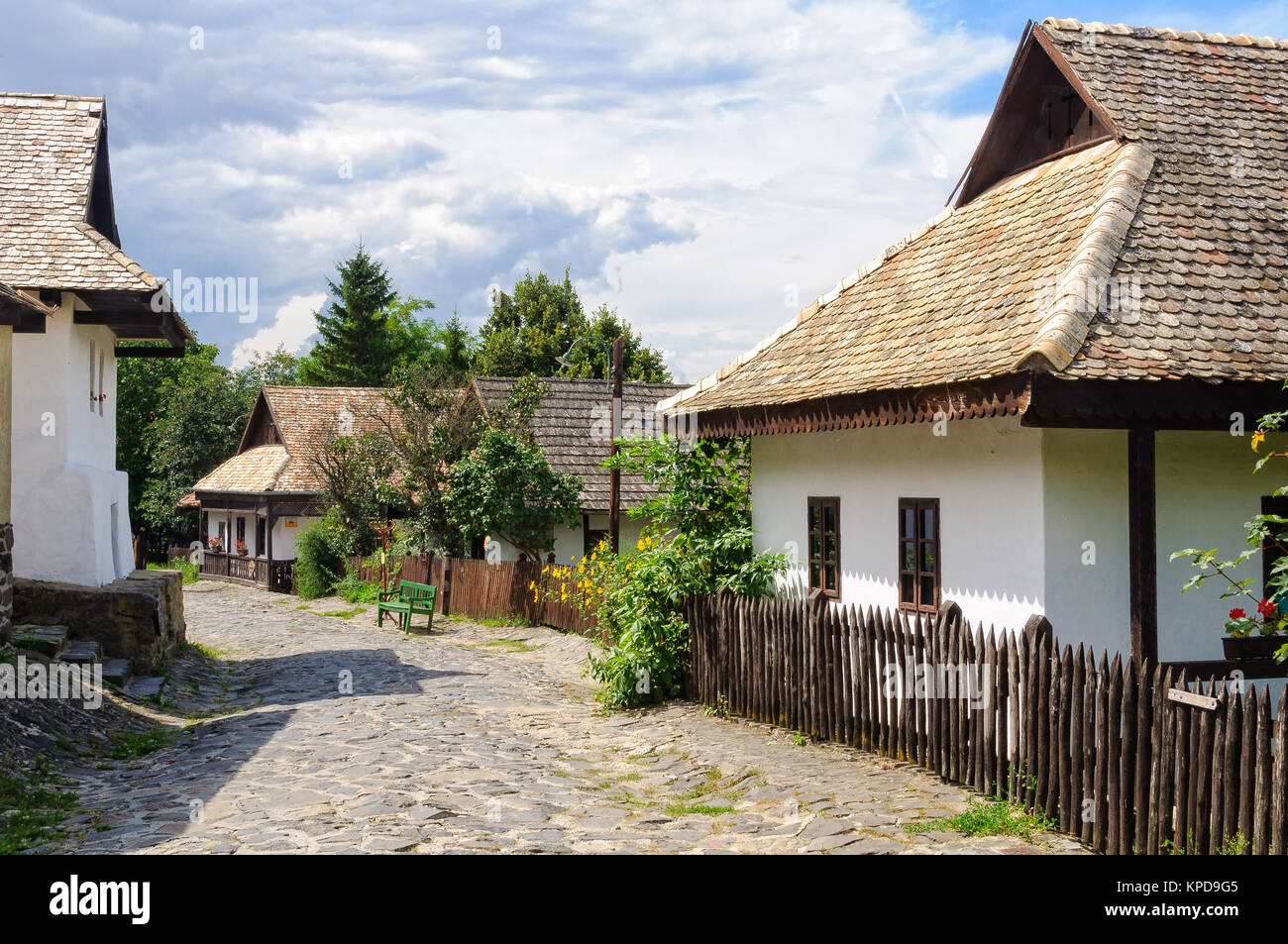 Petofi Sandor Street in Holloko, a UNESCO World Heritage village of Hungary Stock Photo