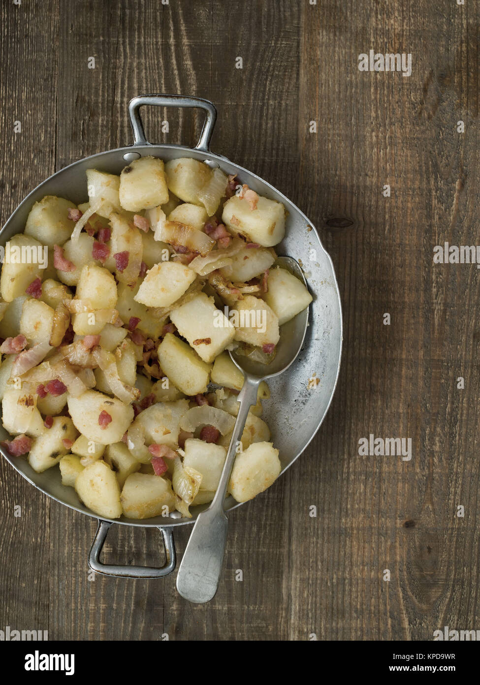 rustic german pan fried potato bratkartoffeln Stock Photo
