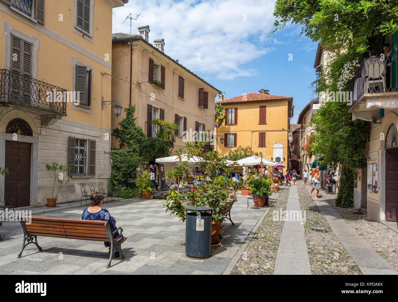 Piazza Ragazzoni in the historic centre of Orta San Giulio, Lake Orta, Italian Lakes, Piedmont, Italy Stock Photo