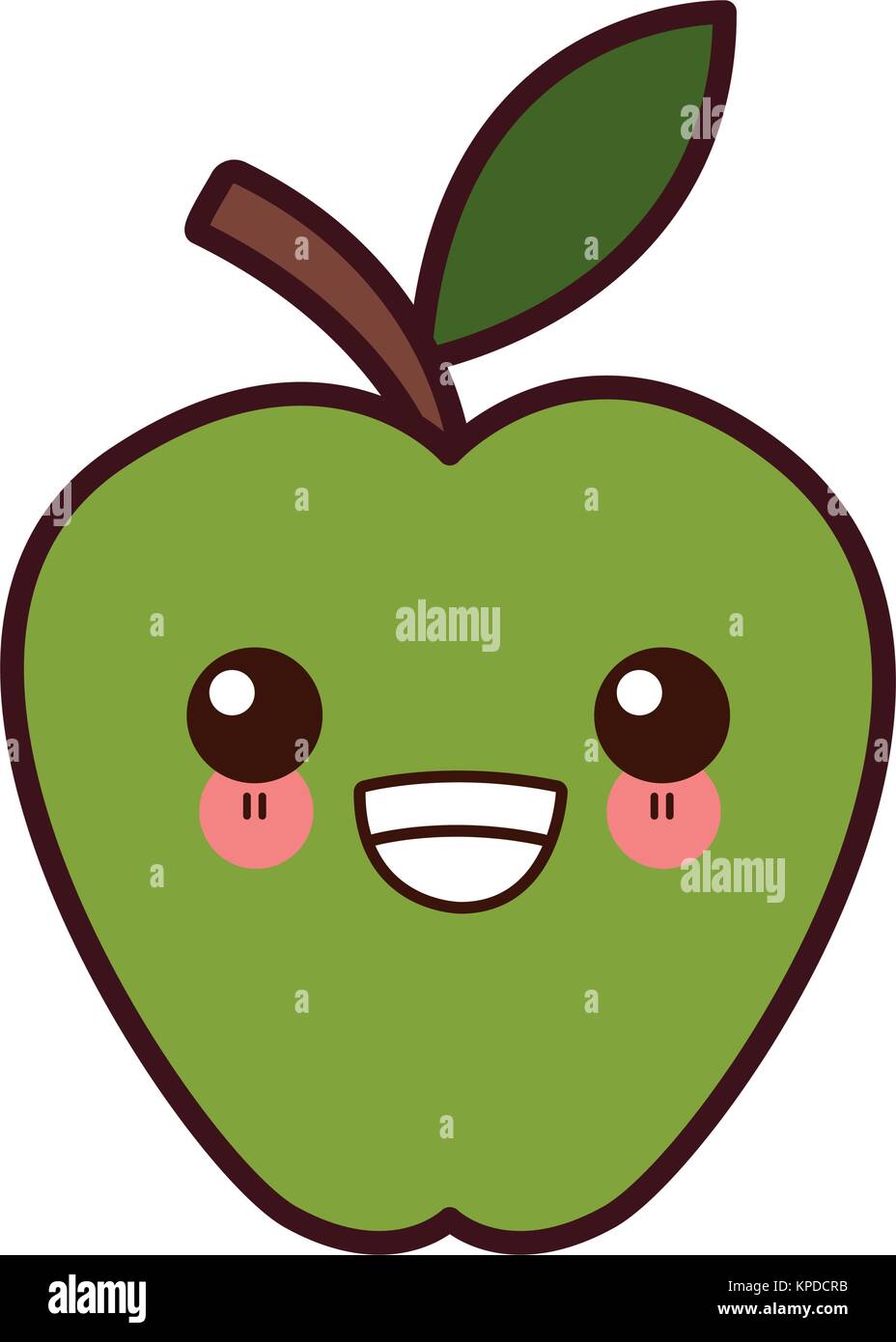 Apple fruit symbol kawaii cute cartoon vector illustration Stock Vector
