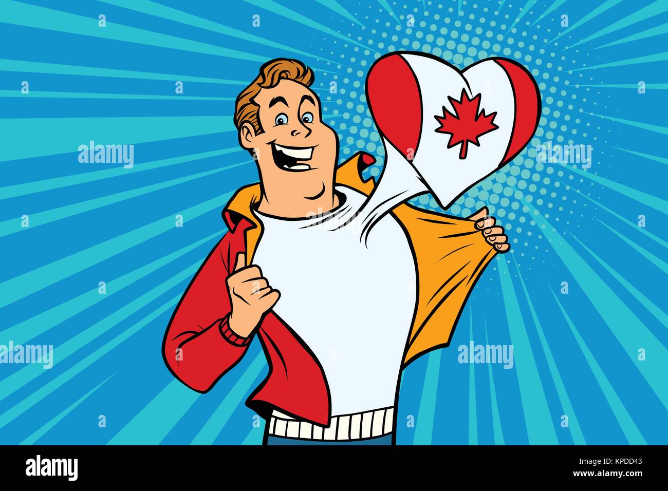 Canada patriot male sports fan flag heart Stock Vector
