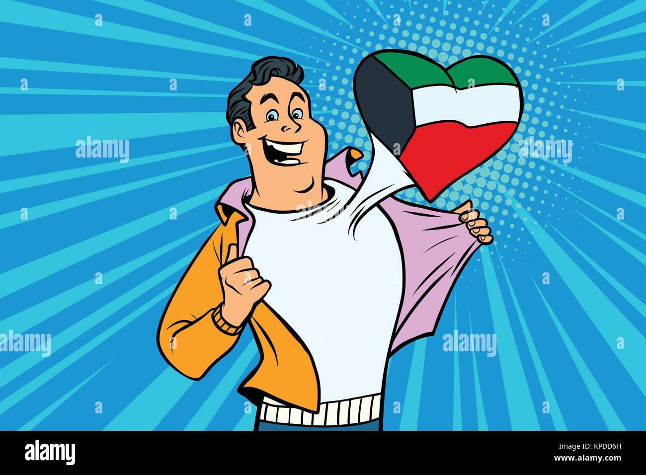 Kuwait patriot male sports fan flag heart Stock Vector