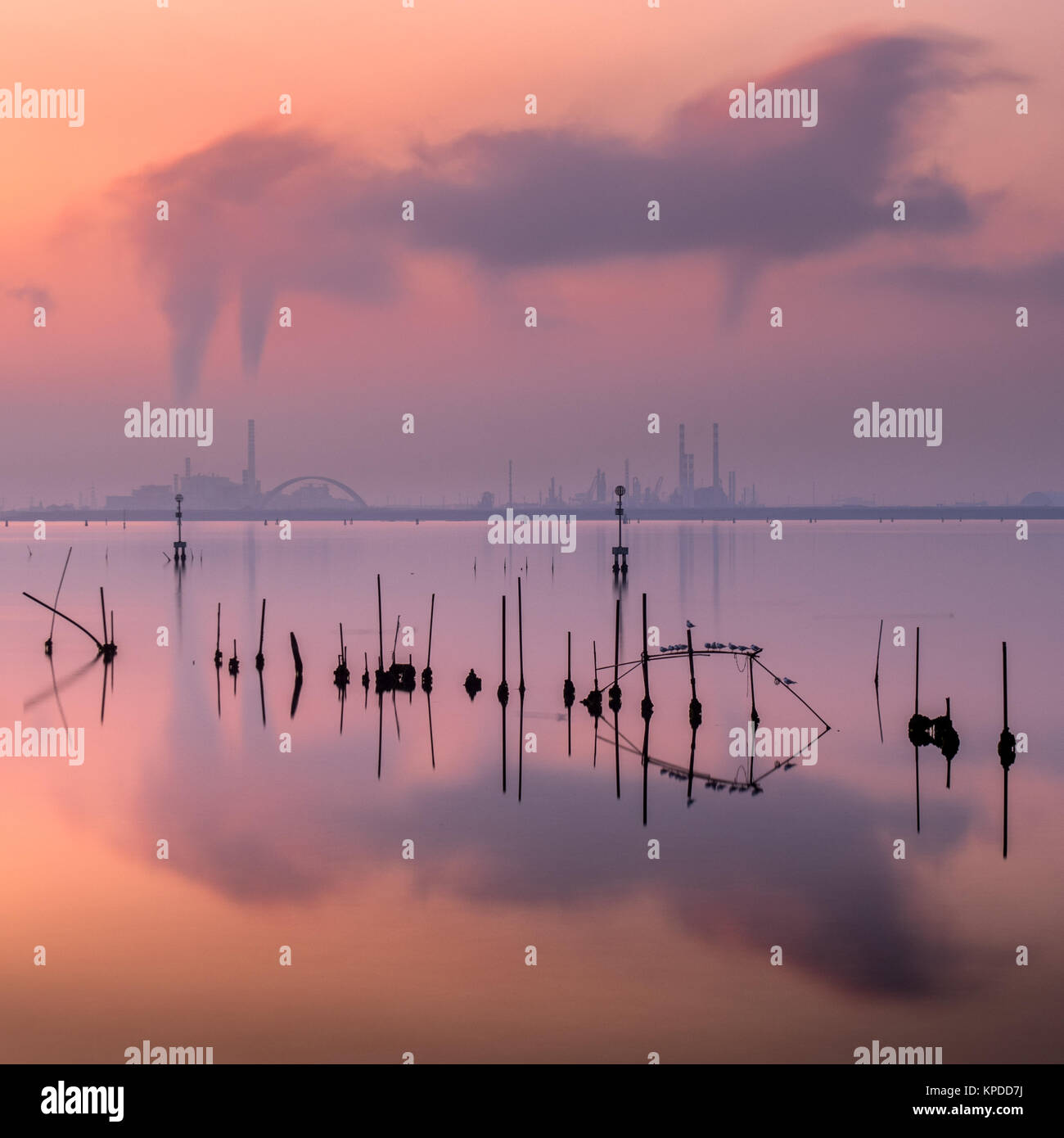 Venice - 14 december, 2017. Sunset in the lagoon of Venice between the ...