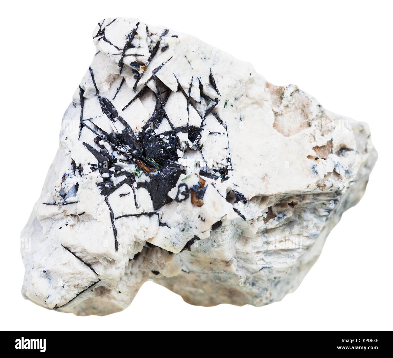 Ilmenite crystals at dolomite rock isolated Stock Photo