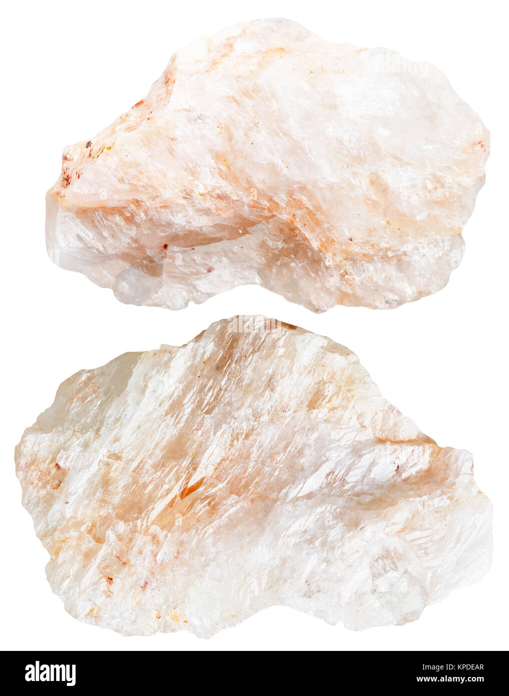 two pieces of Belomorite (moonstone) rock Stock Photo