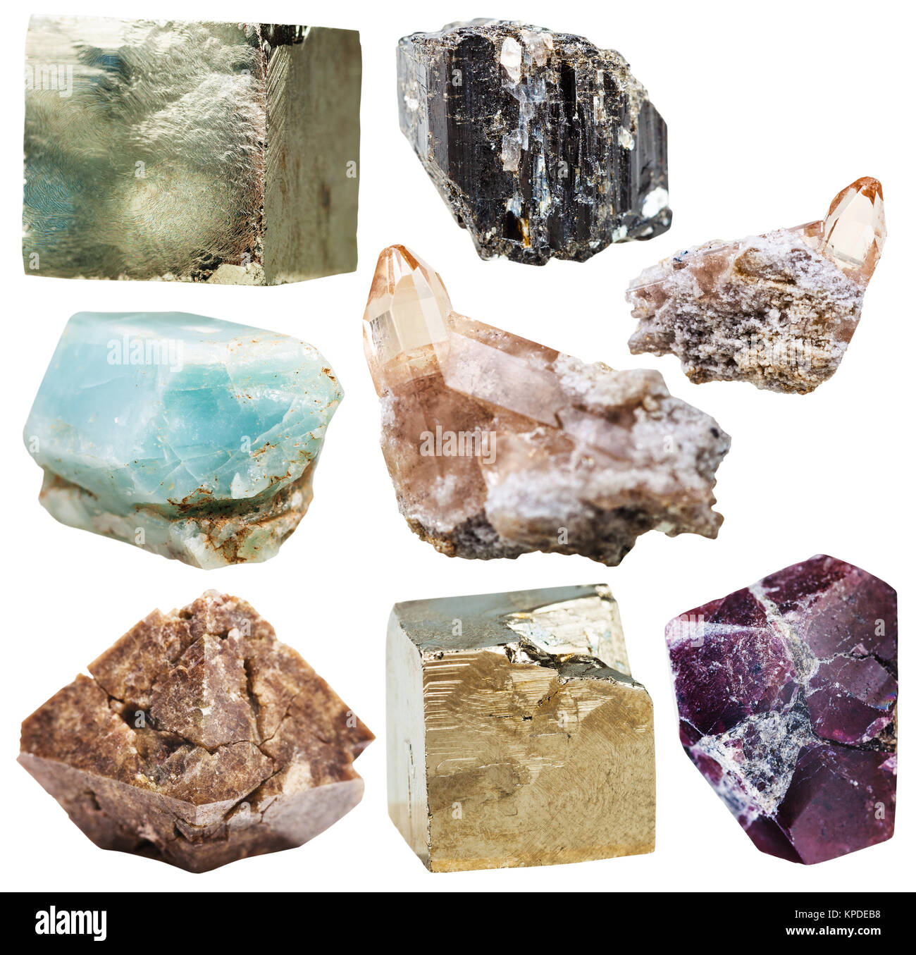 lot of natural mineral crystal gemstones isolated Stock Photo - Alamy