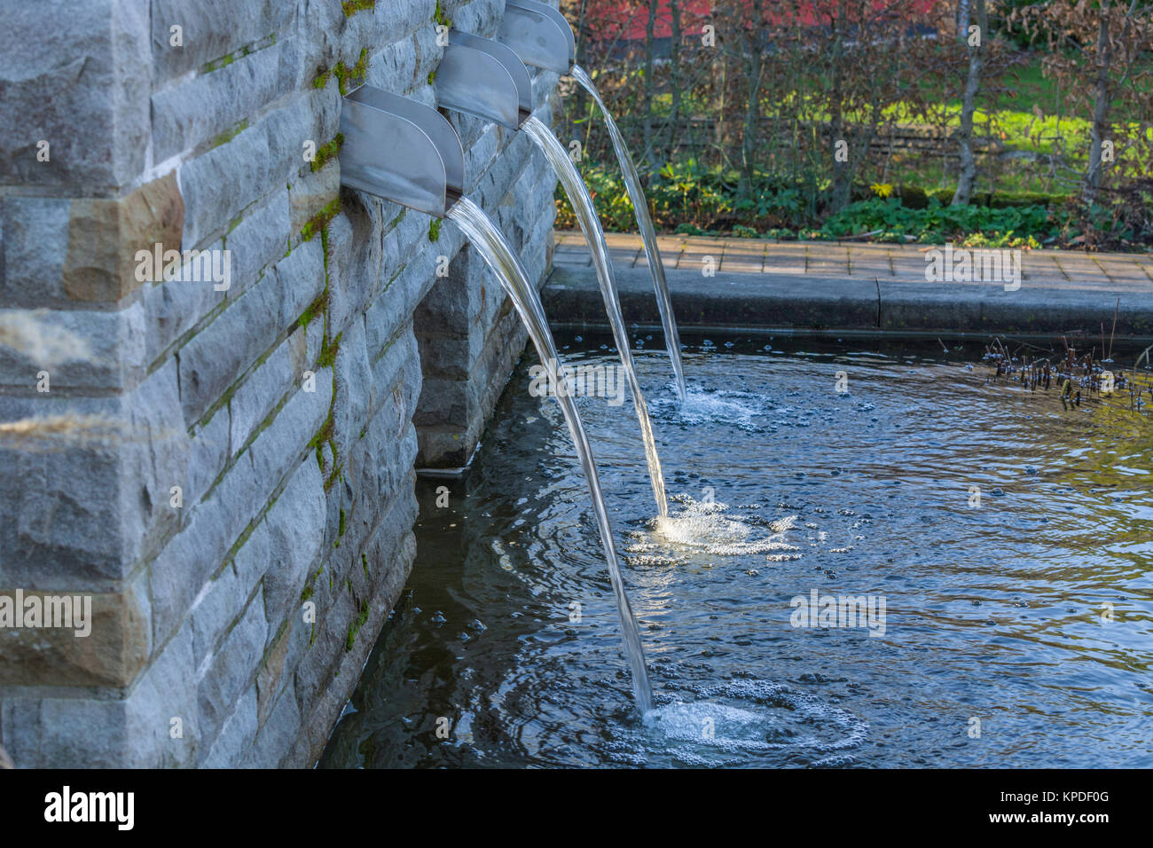 water supply for a garden pond. Stock Photo