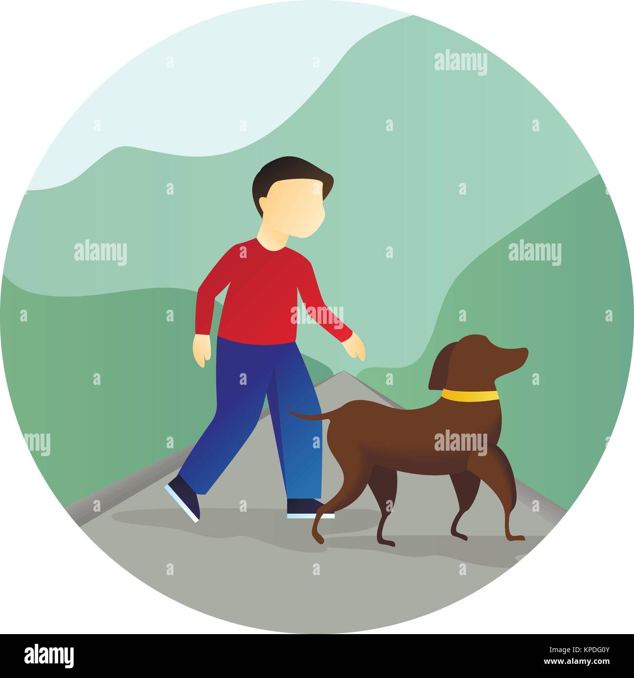 Boy walking with a dog Stock Vector Image & Art - Alamy