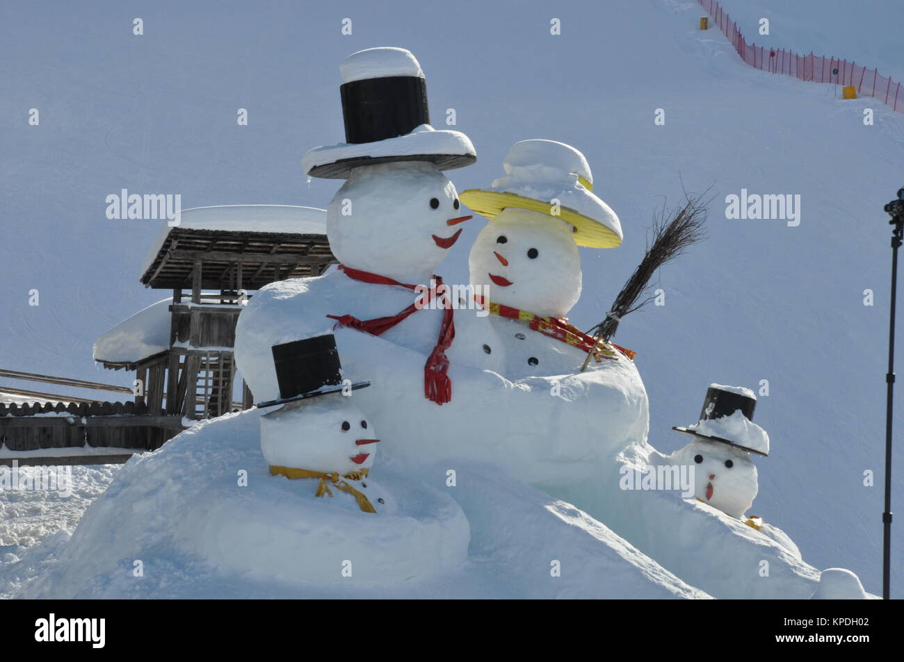 italy,south tyrol,dolomites,sexten,snowman,snowmen,sesto dolomites,elk Stock Photo