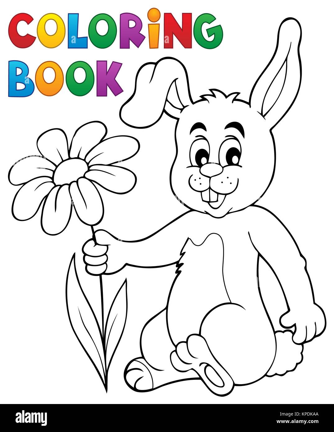 Download Coloring Book Easter Bunny With Flower Stock Photo Alamy