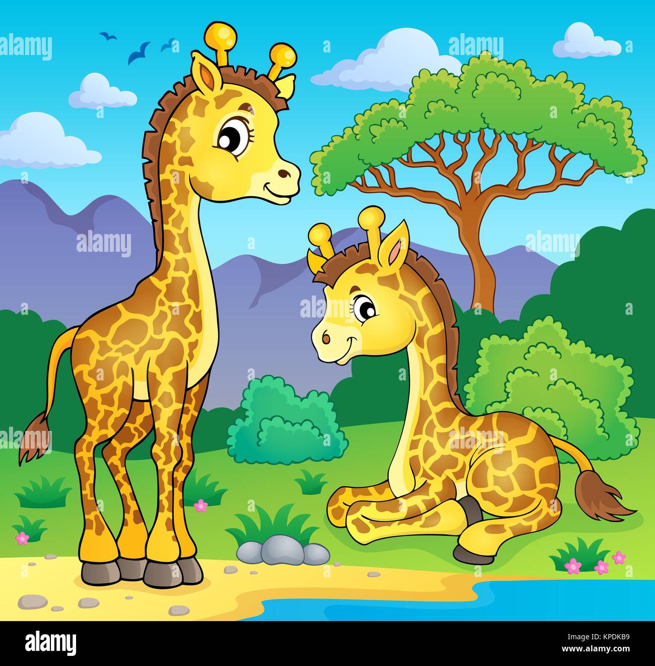 Giraffes in nature theme image 1 Stock Photo - Alamy