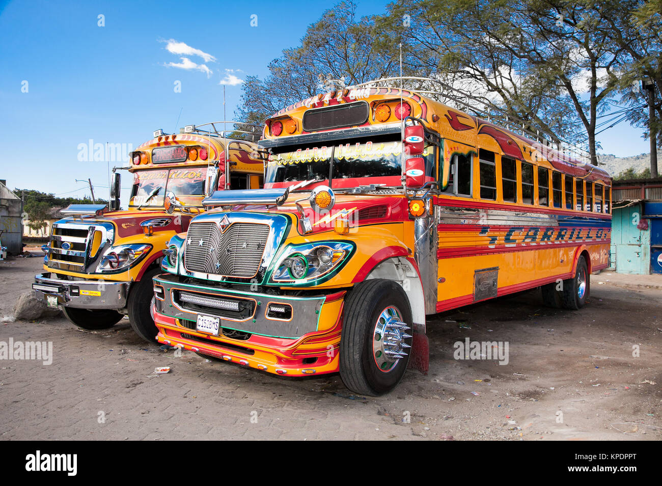 ANTIGUA,GUATEMALA DEC 25, 2015 Typical guatemalan chicken bus in