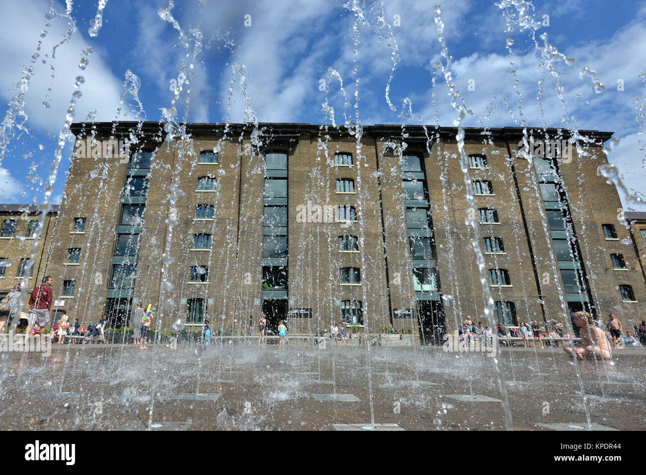 Granary Square, Camden, Kings Cross development, privately owned public space in London, UK Stock Photo