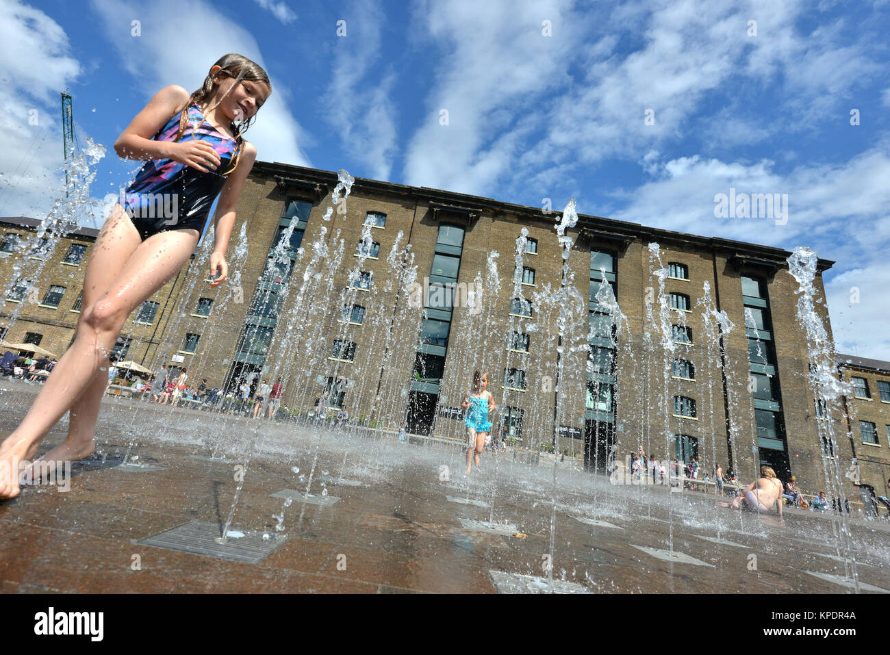 Granary Square, Camden, Kings Cross development, privately owned public space in London, UK Stock Photo
